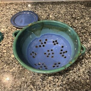Hand made pottery - large berry or pasta draining bowl
